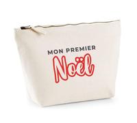 Trousse Mon Premier Noel - Pouch Case - Idée Trousse Rangement Cadeau Anniversaire Fête Original Famille Travail Départ Collègue Retraite Noël. - Gris&Rouge - 2