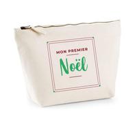 Trousse Mon Premier Noel - Pouch Case - Idée Trousse Rangement Cadeau Anniversaire Fête Original Famille Travail Départ Collègue Retraite Noël. - Bordeaux&Vert - 3