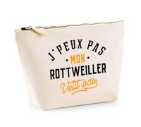 Trousse Mon Rottweiller ne Veut Pas | Pochette Toilette Maquillage | Idée Cadeau Propriétaire Chien Humour Drôle Marrant Original Anniversaire