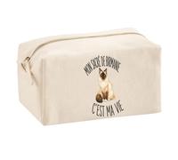 Trousse Mon Sacré de Birmanie C'est Ma Vie | Trousse Scolaire Voyage Maquillage Multifonction | Idée Cadeau Homme Femme Anniversaire Noël | Coton Imprimé en Bretagne
