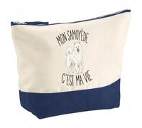 Trousse Mon Samoyède C'est Ma Vie | Grand Format Trousse de Toilette Vanity Maquillage | Idée Cadeau Femme Homme Anniversaire Noël | Coton Imprimé en Bretagne