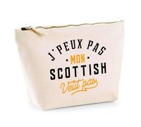 Trousse Mon Scottish ne Veut Pas | Pochette Toilette Maquillage | Idée Cadeau Propriétaire Chat Humour Drôle Marrant Original Anniversaire