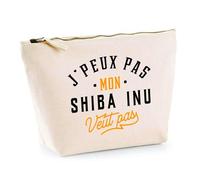 Trousse Mon Shiba Inu ne Veut Pas | Pochette Toilette Maquillage | Idée Cadeau Propriétaire Chien Humour Drôle Marrant Original Anniversaire