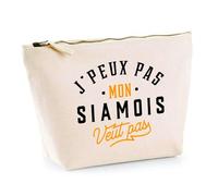 Trousse Mon Siamois ne Veut Pas | Pochette Toilette Maquillage | Idée Cadeau Propriétaire Chat Humour Drôle Marrant Original Anniversaire