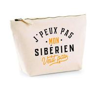 Trousse Mon Siberien ne Veut Pas | Pochette Toilette Maquillage | Idée Cadeau Propriétaire Chat Humour Drôle Marrant Original Anniversaire
