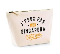 Trousse Mon Singapura ne Veut Pas | Pochette Toilette Maquillage | Idée Cadeau Propriétaire Chat Humour Drôle Marrant Original Anniversaire