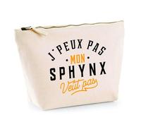 Trousse Mon Sphynx ne Veut Pas | Pochette Toilette Maquillage | Idée Cadeau Propriétaire Chat Humour Drôle Marrant Original Anniversaire