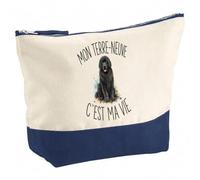 Trousse Mon Terre-Neuve C'est Ma Vie | Grand Format Trousse de Toilette Vanity Maquillage | Idée Cadeau Femme Homme Anniversaire Noël | Coton Imprimé en Bretagne