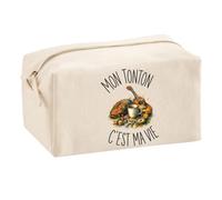 Trousse Mon Tonton C'est Ma Vie | Trousse Scolaire Voyage Maquillage Multifonction | Idée Cadeau Homme Femme Anniversaire Noël | Coton Imprimé en Bretagne