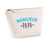 Trousse Monsieur Papa | Pochette Toilette Maquillage | Idée Cadeau Père Humour Original Noël Anniversaire Fête des Pères Famille Amour Naissance Retraite