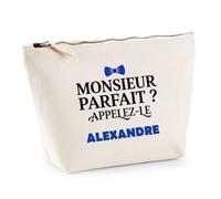Trousse Monsieur Parfait Alexandre - Pouch Case - Idée Trousse Rangement Cadeau Anniversaire Fête Original Famille Travail Départ Collègue Retraite Noël.