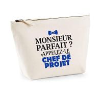 Trousse Monsieur Parfait Chef de Projet - Pouch Case - Idée Trousse Rangement Cadeau Anniversaire Fête Original Famille Travail Départ Collègue Retraite Noël.