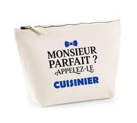 Trousse Monsieur Parfait Cuisinier - Pouch Case - Idée Trousse Rangement Cadeau Anniversaire Fête Original Famille Travail Départ Collègue Retraite Noël.