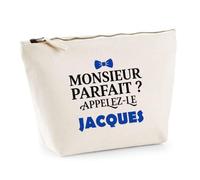 Trousse Monsieur Parfait Jacques - Pouch Case - Idée Trousse Rangement Cadeau Anniversaire Fête Original Famille Travail Départ Collègue Retraite Noël.