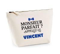 Trousse Monsieur Parfait Vincent - Pouch Case - Idée Trousse Rangement Cadeau Anniversaire Fête Original Famille Travail Départ Collègue Retraite Noël.