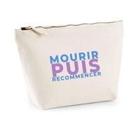 Trousse Mourir Puis Recommencer - Pouch Case - Idée Trousse Rangement Cadeau Anniversaire Fête Original Famille Travail Départ Collègue Retraite Noël. - Bleu&Violet - 1