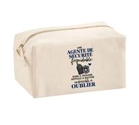 Trousse Multifonction Agente de Sécurité Formidable | Pochette Coton 2,5 L Zip Métal Forme Cubique | Toilette Maquillage École Câbles | Idée Cadeau Vigile Rentrée