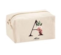 Trousse Multifonction Alice Lettre Fleur | Trousse Scolaire Maquillage Idée Cadeau Collègue Noël Anniversaire | Trousse pour Fournitures Scolaires et de Bureau
