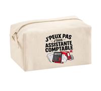Trousse Multifonction Assistante Comptable J'peux Pas | Pochette Coton 2,5 L Zip Métal Forme Cubique | Toilette Maquillage École Câbles | Idée Cadeau Comptabilité Rentrée