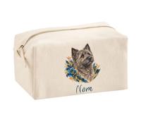 Trousse Multifonction Cairn Terrier 04-Aquarelle-Florale | Pochette en Coton 2,5 L avec Zip Métal et Forme Cubique | Toilette Maquillage École Câbles