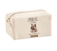 Trousse Multifonction Cairn Terrier 05-Passer-du-Temps | Pochette en Coton 2,5 L avec Zip Métal et Forme Cubique | Toilette Maquillage École Câbles