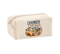 Trousse Multifonction Chambéry C'est sacré | Pochette Coton 2,5 L Zip Métal Forme Cubique | Toilette Maquillage École Câbles | Idée Cadeau Souvenir Ville Rentrée