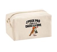 Trousse Multifonction Chasse à la Grive J'peux Pas | Pochette Coton 2,5 L Zip Métal Forme Cubique | Toilette Maquillage École Câbles | Idée Cadeau Chasseur Chasseuse Rentrée