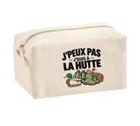 Trousse Multifonction Chasse à la Hutte J'peux Pas | Pochette Coton 2,5 L Zip Métal Forme Cubique | Toilette Maquillage École Câbles | Idée Cadeau Huttier Huttière Rentrée