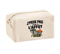 Trousse Multifonction Chasse à l'Affût J'peux Pas | Pochette Coton 2,5 L Zip Métal Forme Cubique | Toilette Maquillage École Câbles | Idée Cadeau Chasseur Chasseuse Rentrée
