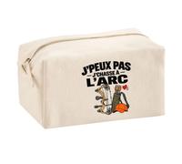 Trousse Multifonction Chasse à l'arc J'peux Pas | Pochette Coton 2,5 L Zip Métal Forme Cubique | Toilette Maquillage École Câbles | Idée Cadeau Chasseur et Chasseuse à l'arc Rentrée