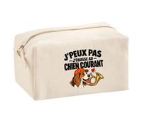 Trousse Multifonction Chasse au Chien Courant J'peux Pas | Pochette Coton 2,5 L Zip Métal Forme Cubique | Toilette Maquillage École Câbles | Idée Cadeau Chasseur Chasseuse Rentrée