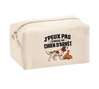 Trousse Multifonction Chasse au Chien d'Arrêt J'peux Pas | Pochette Coton 2,5 L Zip Métal Forme Cubique | Toilette Maquillage École Câbles | Idée Cadeau Chasseur Chasseuse Rentrée