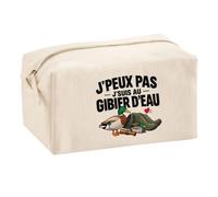 Trousse Multifonction Chasse au Gibier d'eau J'peux Pas | Pochette Coton 2,5 L Zip Métal Forme Cubique | Toilette Maquillage École Câbles | Idée Cadeau Chasseur Chasseuse Rentrée