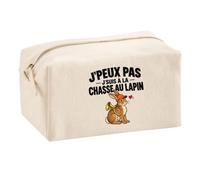 Trousse Multifonction Chasse au Lapin J'peux Pas | Pochette Coton 2,5 L Zip Métal Forme Cubique | Toilette Maquillage École Câbles | Idée Cadeau Chasseur Chasseuse Rentrée