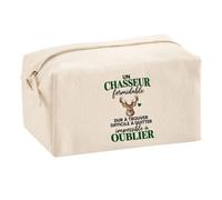 Trousse Multifonction Chasse Formidable | Pochette Coton 2,5 L Zip Métal Forme Cubique | Toilette Maquillage École Câbles | Idée Cadeau Chasseur Rentrée