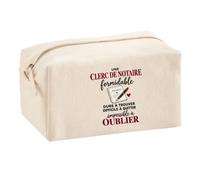Trousse Multifonction Clerc de Notaire Formidable | Pochette Coton 2,5 L Zip Métal Forme Cubique | Toilette Maquillage École Câbles | Idée Cadeau Homme Femme Étude Notariale Rentrée Noël