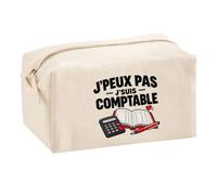 Trousse Multifonction Comptable J'peux Pas | pour Elle | Pochette Coton 2,5 L Zip Métal Forme Cubique | Toilette Maquillage École Câbles | Idée Cadeau Comptabilité Rentrée