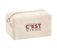 Trousse Multifonction Construire Cest Vivre - Multi-Purpose Case - Idée Trousse Multifonction Cadeau Anniversaire Fête Original Famille Travail Départ Collègue Retraite Noël. - Gris&Bordeaux - 1
