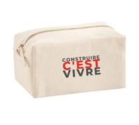 Trousse Multifonction Construire Cest Vivre - Multi-Purpose Case - Idée Trousse Multifonction Cadeau Anniversaire Fête Original Famille Travail Départ Collègue Retraite Noël. - Gris&Rouge - 1