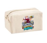 Trousse Multifonction Employee de Restauration C'est Juste la Meilleure Métier | Pochette en Coton 2,5 L avec Zip Métal et Forme Cubique | Toilette Maquillage École Câbles