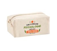 Trousse Multifonction Être Le Meilleur Psychologue C'est Mon Super Pouvoir | Pochette en Coton 2,5 L avec Zip Métal et Forme Cubique | Toilette Maquillage École Câbles