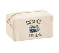 Trousse Multifonction Être policière C'est la Vie | Pochette en Coton 2,5 L avec Zip Métal et Forme Cubique | Toilette Maquillage École Câbles Agent de la Force Publique