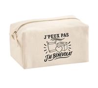 Trousse Multifonction J’Peux Pas j’AI Bénévolat | Pochette en Coton 2,5 L avec Zip Métal et Forme Cubique | Toilette Maquillage École Câbles Bénévole