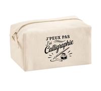 Trousse Multifonction J’Peux Pas j’AI Calligraphie | Pochette en Coton 2,5 L avec Zip Métal et Forme Cubique | Toilette Maquillage École Câbles Calligraphe