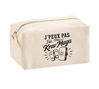 Trousse Multifonction J’Peux Pas j’AI Krav Maga | Pochette en Coton 2,5 L avec Zip Métal et Forme Cubique | Toilette Maquillage École Câbles