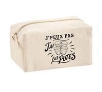 Trousse Multifonction J’Peux Pas j’AI Les Potes | Pochette en Coton 2,5 L avec Zip Métal et Forme Cubique | Toilette Maquillage École Câbles