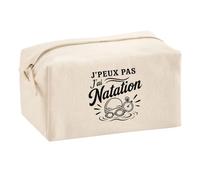 Trousse Multifonction J’Peux Pas j’AI Natation | Pochette en Coton 2,5 L avec Zip Métal et Forme Cubique | Toilette Maquillage École Câbles Nageur Nageuse