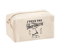 Trousse Multifonction J’Peux Pas j’AI Trottinette | Pochette en Coton 2,5 L avec Zip Métal et Forme Cubique | Toilette Maquillage École Câbles