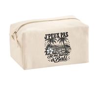Trousse Multifonction J’Peux Pas Je me Barre à Bali | Pochette en Coton 2,5 L avec Zip Métal et Forme Cubique | Toilette Maquillage École Câbles Voyageur