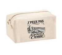 Trousse Multifonction J’Peux Pas Je me Barre à Carnac | Pochette en Coton 2,5 L avec Zip Métal et Forme Cubique | Toilette Maquillage École Câbles Voyageur